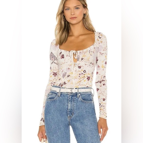 Free People Tops - Free People Floral Blouse - White and Purple